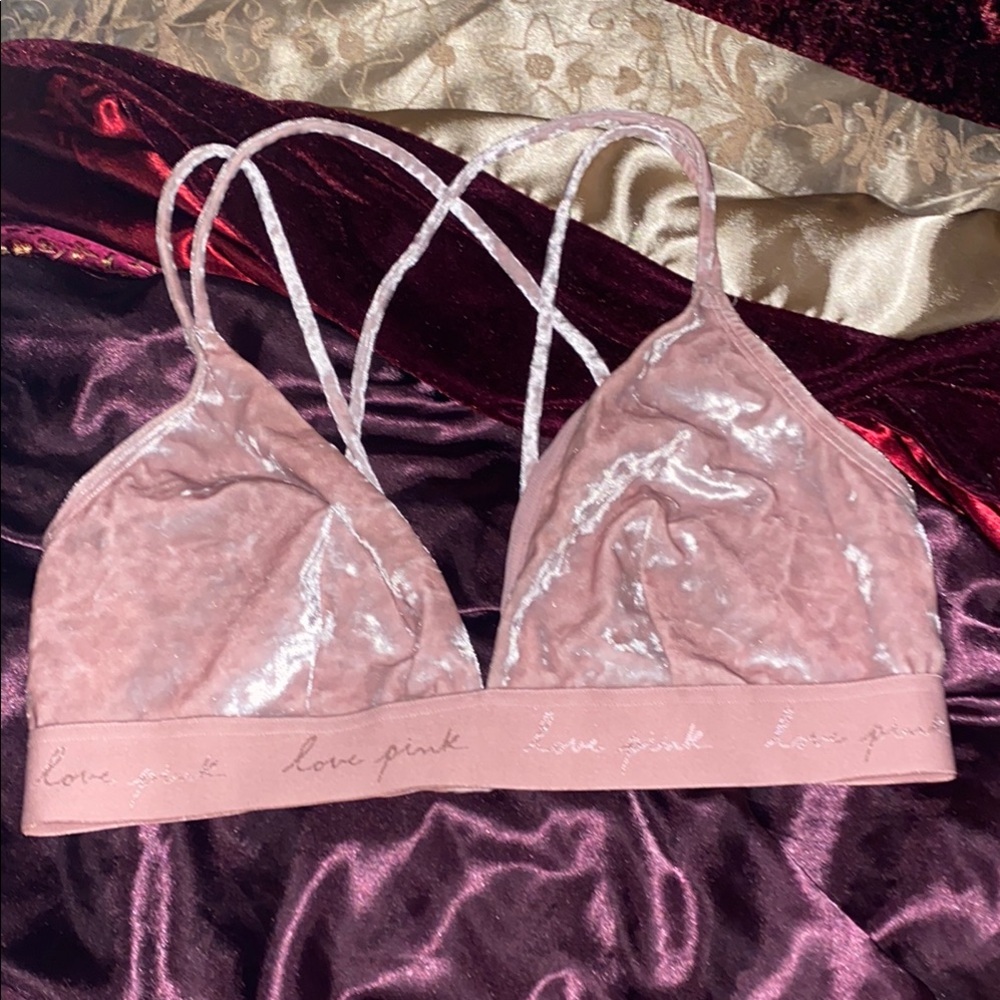 PINK Victoria's Secret Pink Velvet Lace Bralette largeDD